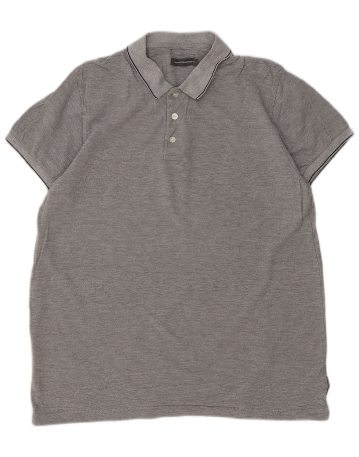 French Connection Mens Polo Shirt XL Grey Flecked Cotton