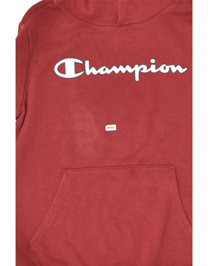 CHAMPION Boys Graphic Hoodie Jumper 13-14 Years XL  Maroon Cotton | Vintage Champion | Thrift | Second-Hand Champion | Used Clothing | Messina Hembry 