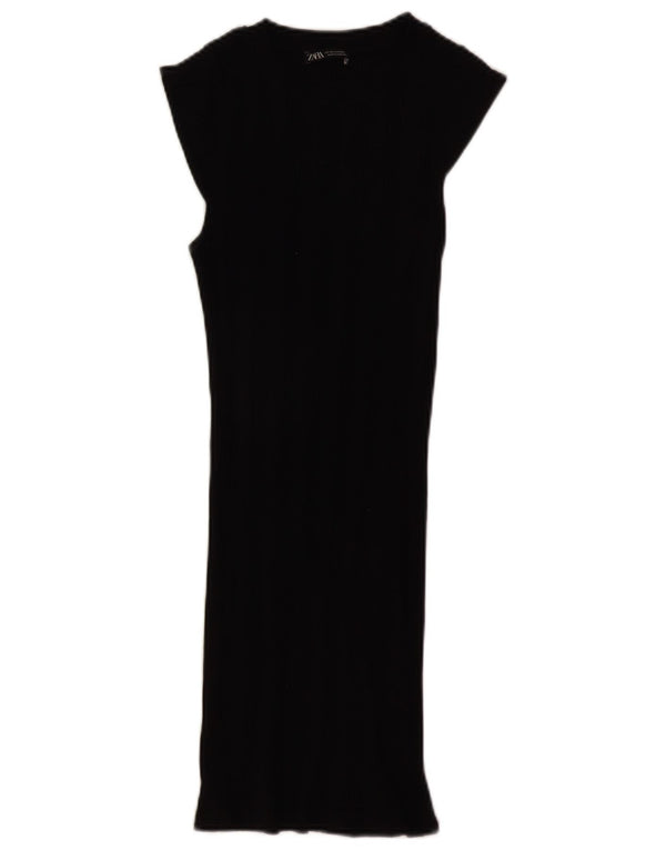 Zara Womens Short Sleeves Bodycon Dress UK 4 XS Black