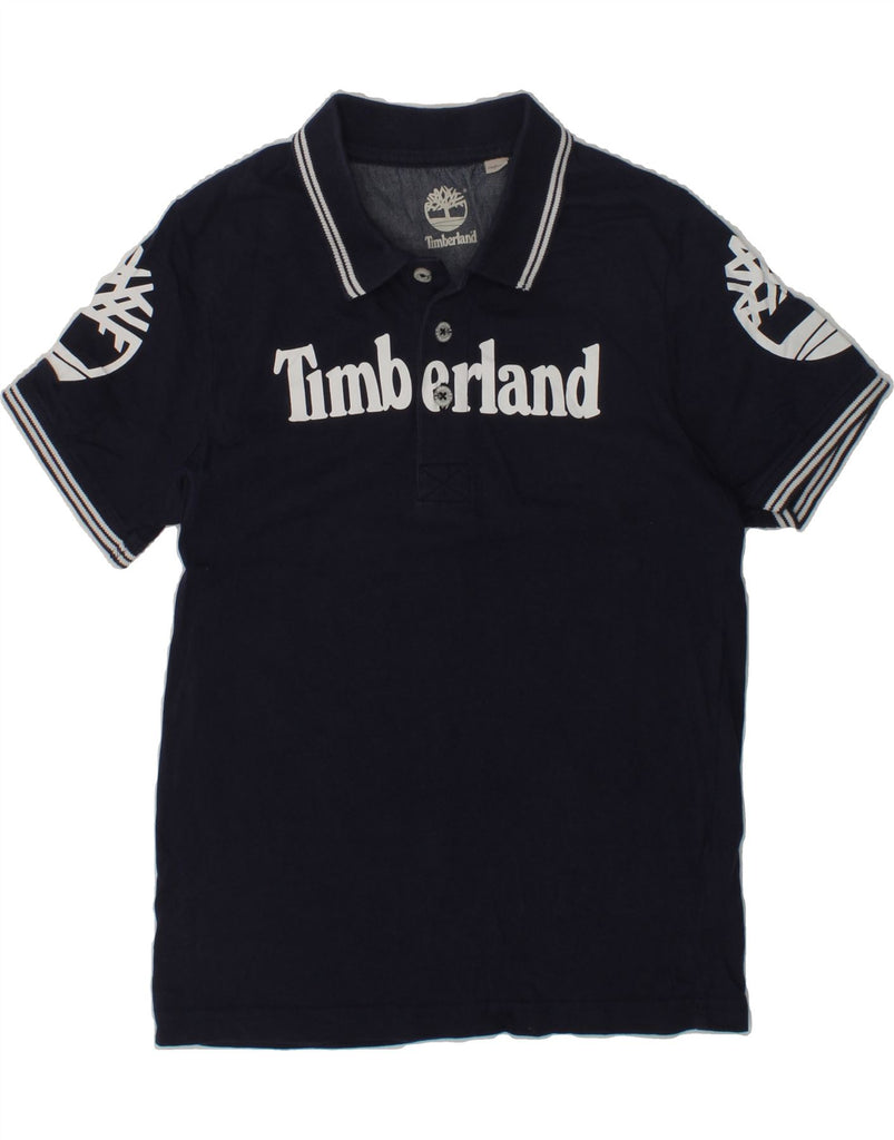 TIMBERLAND Boys Graphic Polo Shirt 9-10 Years Navy Blue | Vintage Timberland | Thrift | Second-Hand Timberland | Used Clothing | Messina Hembry 