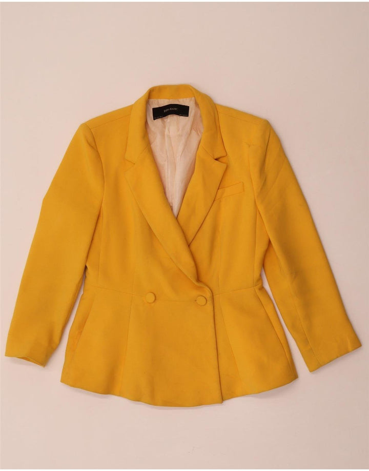 Zara Womens Double Breasted Blazer Jacket UK 14 Large Yellow