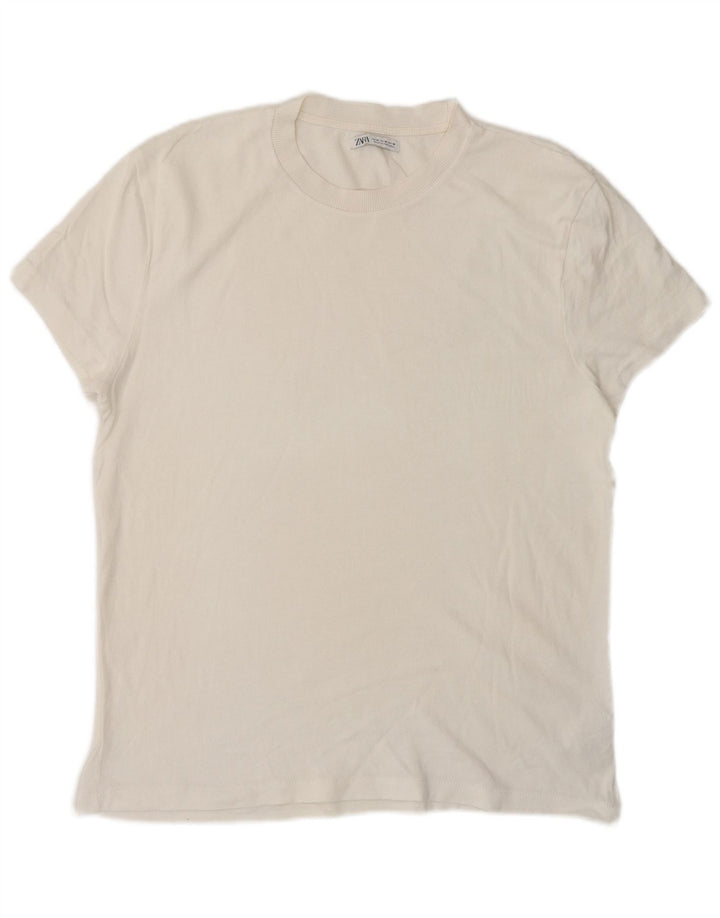 Zara Mens T-Shirt Top Medium White Cotton
