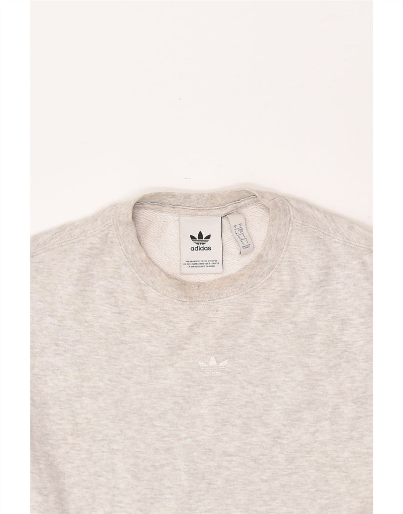 ADIDAS Womens Sweatshirt Jumper UK 10 Small Grey Flecked Cotton Vintage Adidas and Second-Hand Adidas from Messina Hembry 