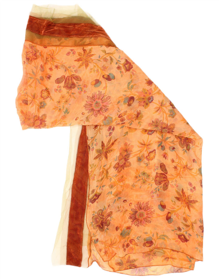 Bleu Blanc Rouge Womens Rectangle Scarf One Size Orange Floral Bohemian