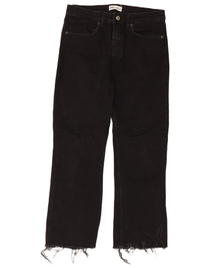 Zara Womens High Waist Cropped Jeans EU 40 Medium W30 L25 Black
