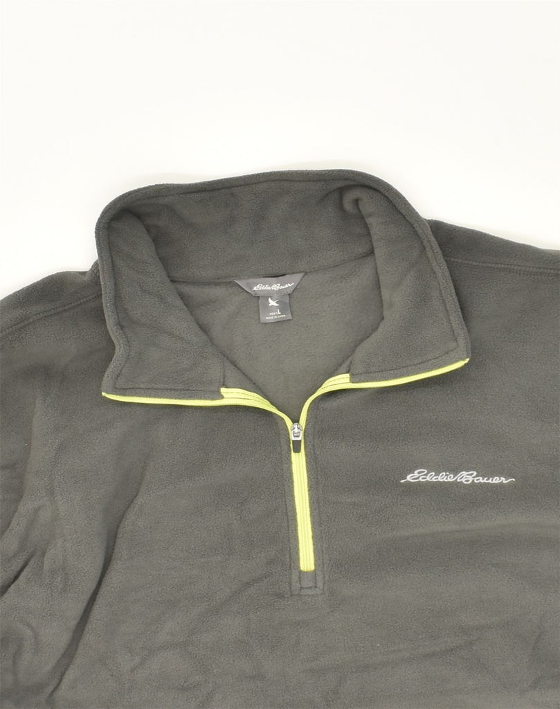 EDDIE BAUER Mens Zip Neck Fleece Jumper Large Grey Polyester | Vintage Eddie Bauer | Thrift | Second-Hand Eddie Bauer | Used Clothing | Messina Hembry 