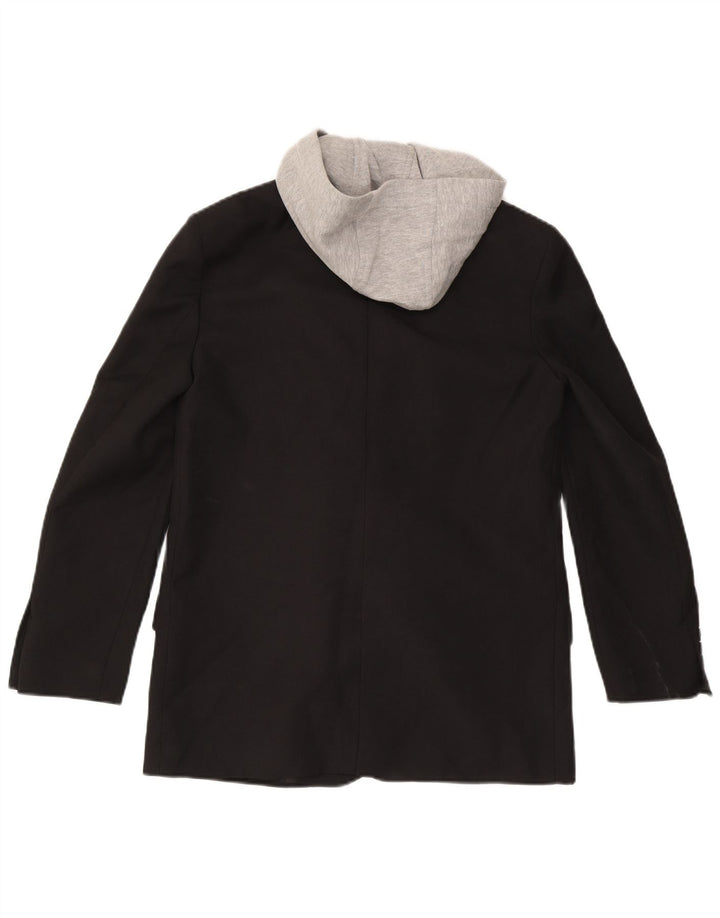 Zara Womens Oversized Hooded Blazer Jacket UK 6 XS Black Colourblock