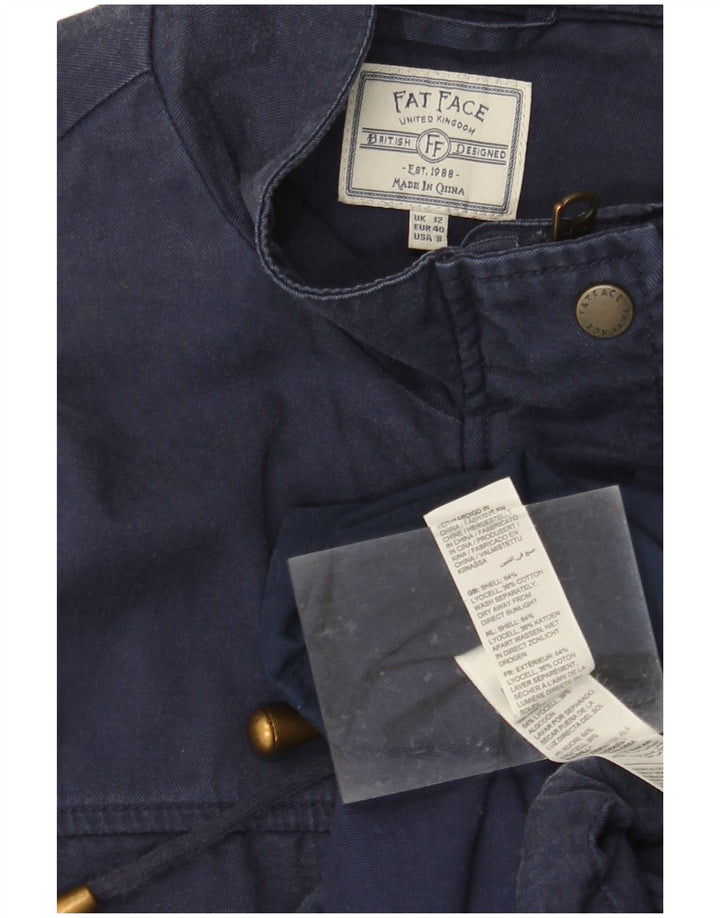 FAT FACE Womens Military Jacket UK 12 Medum Navy Blue Lyocell