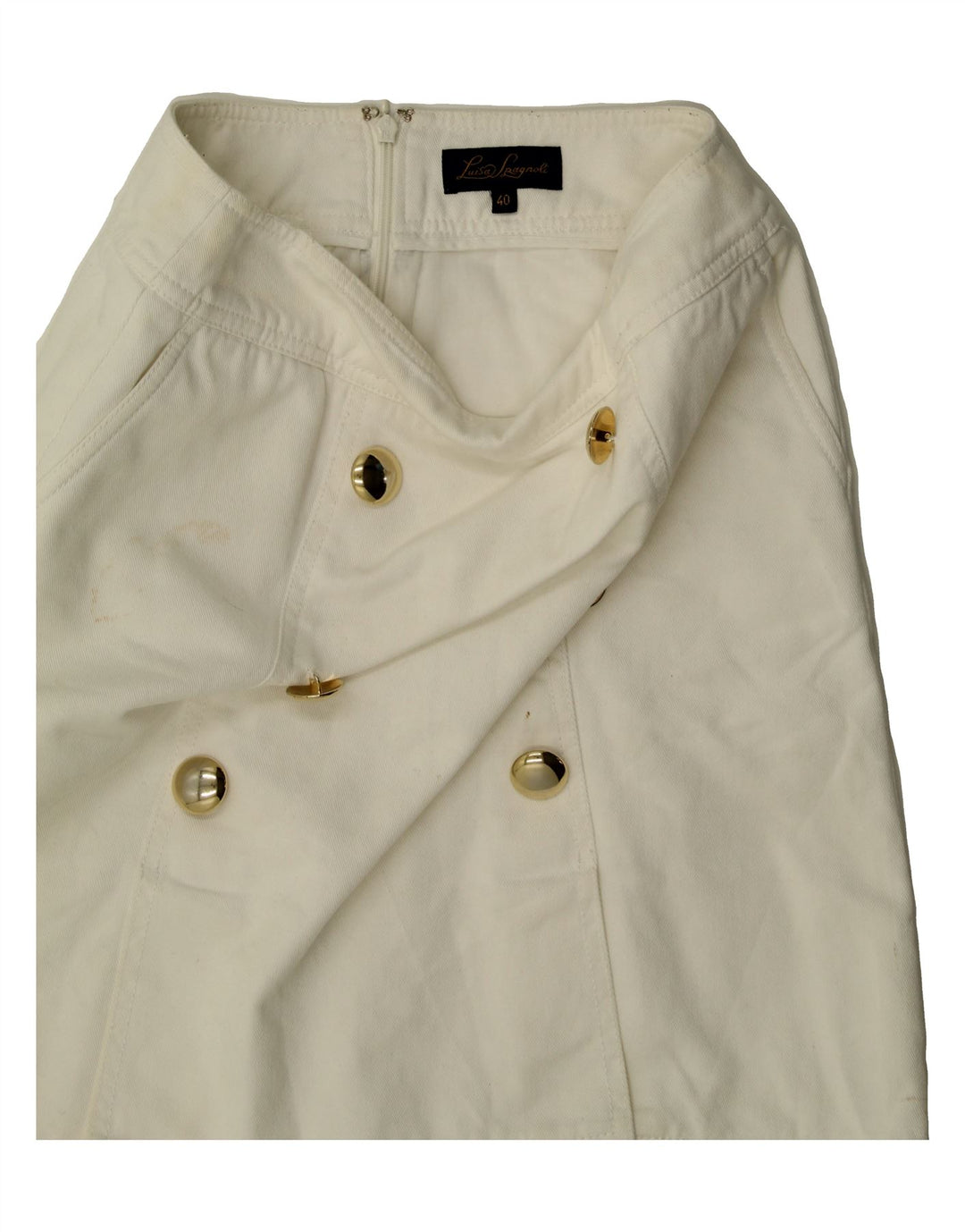 LUISA SPAGNOLI Womens Denim Skirt IT 40 Small W28  White Vintage Luisa Spagnoli and Second-Hand Luisa Spagnoli from Messina Hembry 