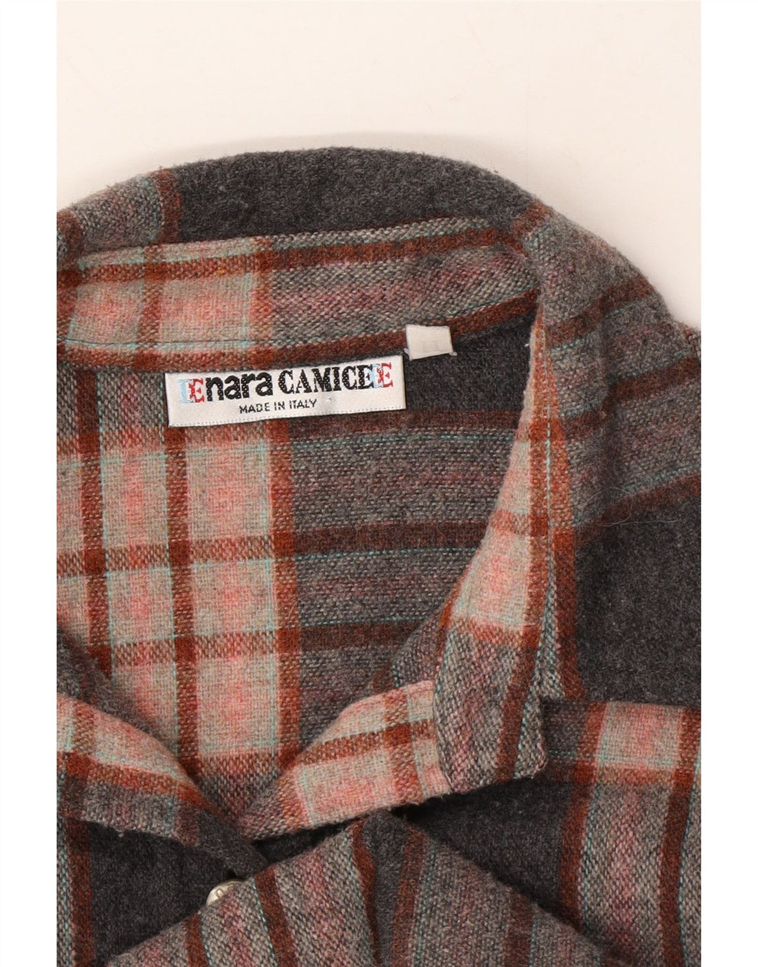 ENARA CAMICE Womens Flannel Shirt UK 16 Large Grey Check Polyester Vintage Enara Camice and Second-Hand Enara Camice from Messina Hembry 