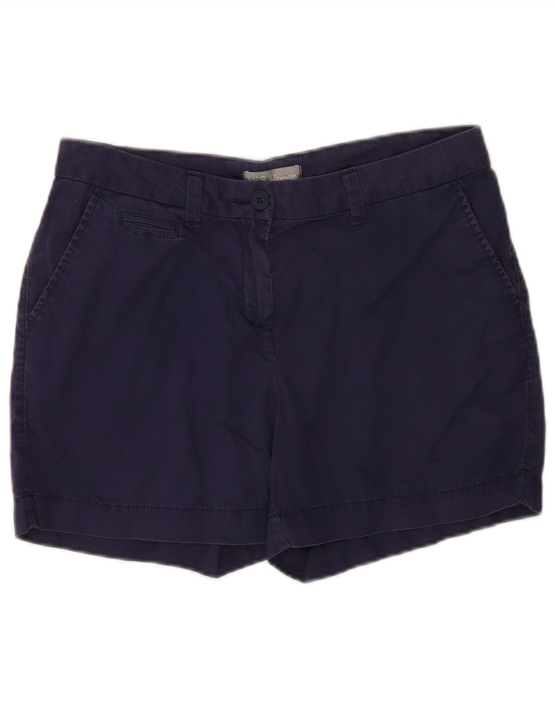 MARKS & SPENCER Womens Chino Shorts UK 12 Medium W30  Navy Blue Cotton