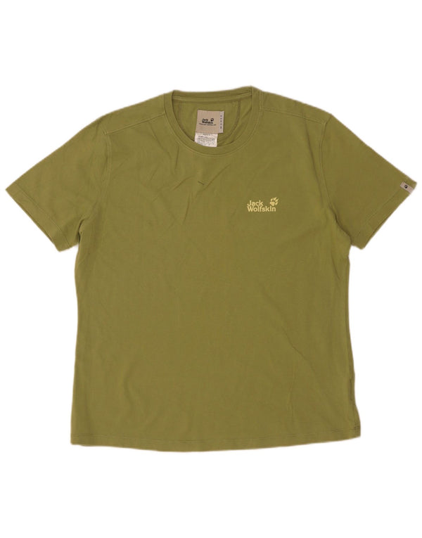 Jack Wolfskin Womens T-Shirt Top UK 18 XL  Khaki Cotton