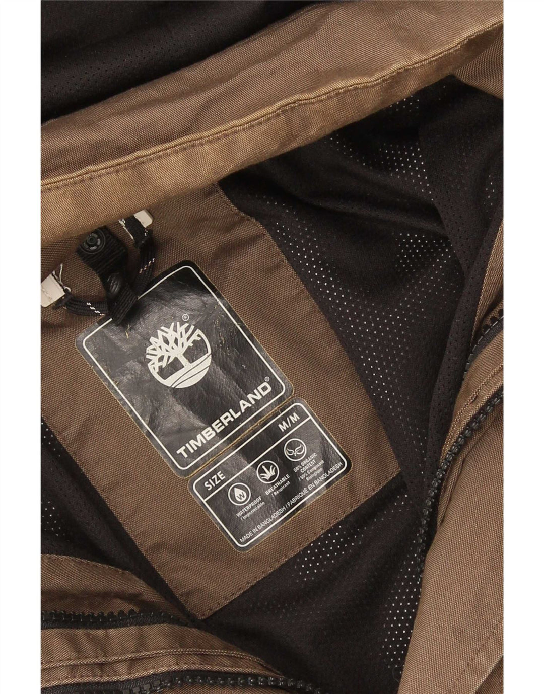Timberland Mens Hooded Rain Jacket UK 38 Medium Brown