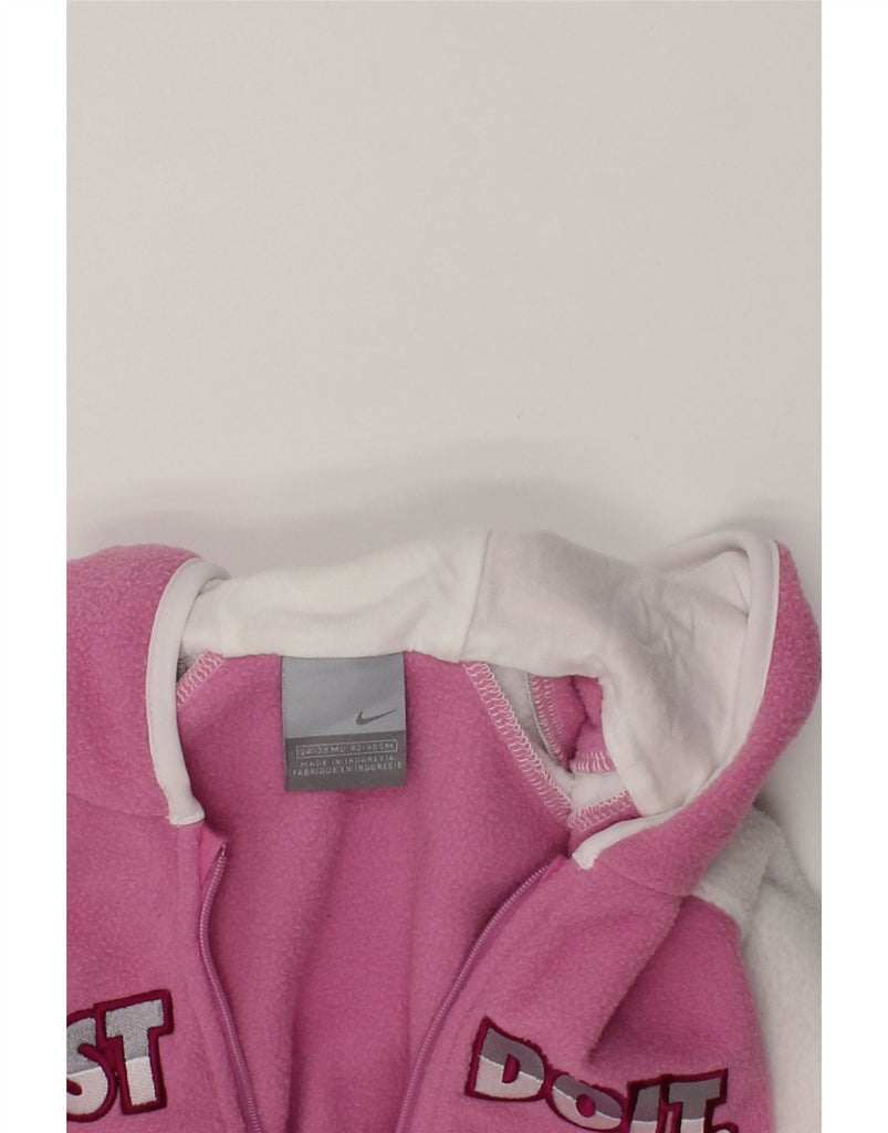 NIKE Girls Hooded Fleece Jacket 2-3 Years Pink Colourblock Polyester | Vintage Nike | Thrift | Second-Hand Nike | Used Clothing | Messina Hembry 