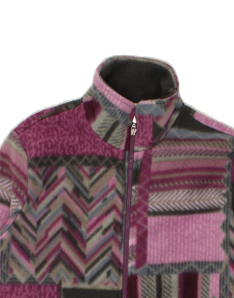 VINTAGE Womens Fleece Jacket UK 16 Large Purple Patchwork Polyester | Vintage Vintage | Thrift | Second-Hand Vintage | Used Clothing | Messina Hembry 