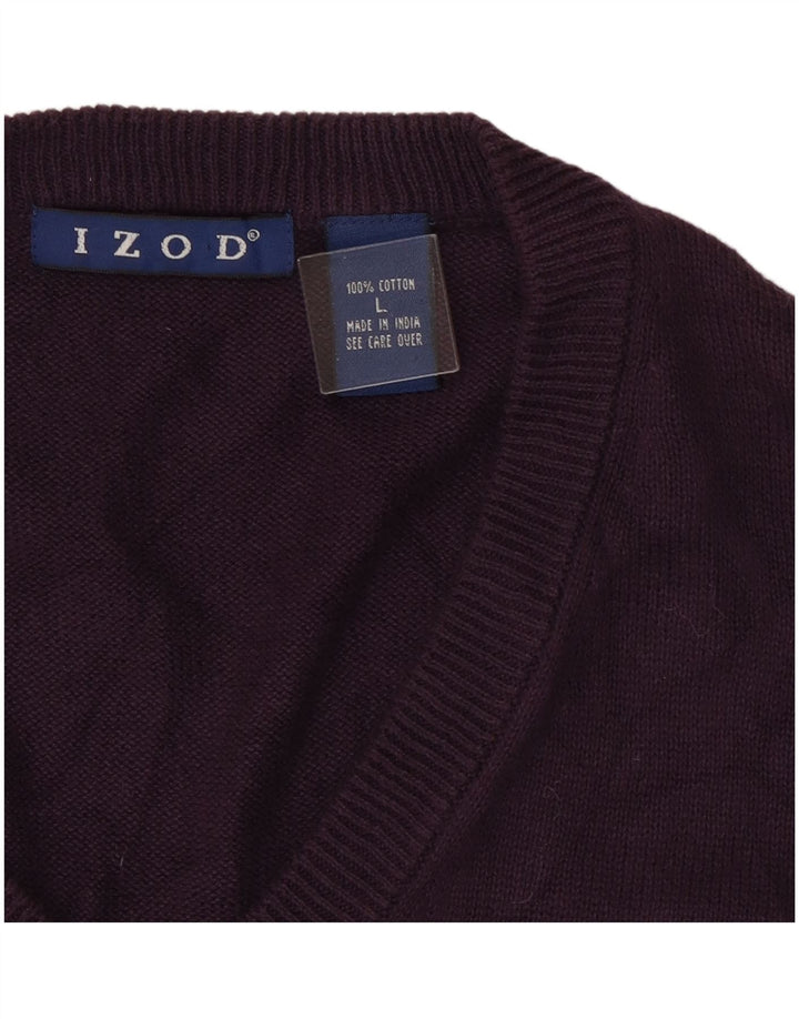 Izod Mens Vest Tank Top Large Purple Cotton