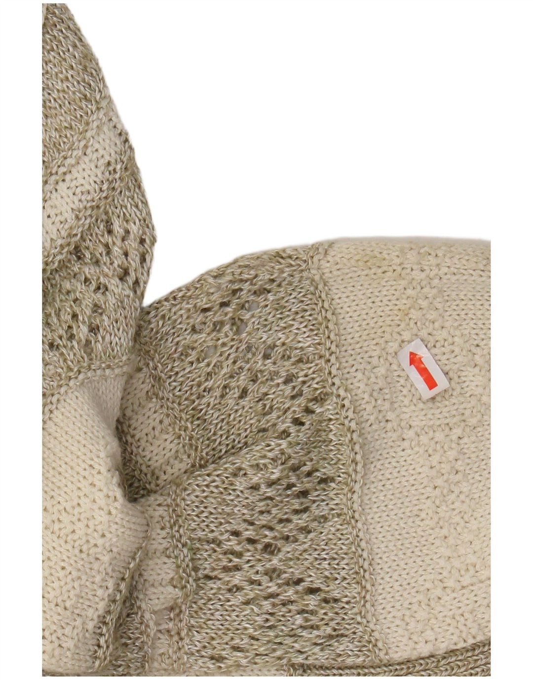 VINTAGE Womens Boat Neck Jumper Sweater UK 14 Large Beige Striped Cotton