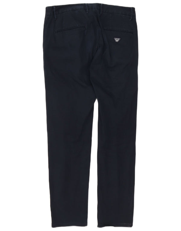 Armani Mens Pegged Chino Trousers IT 48 Medium W32 L30 Navy Blue Cotton