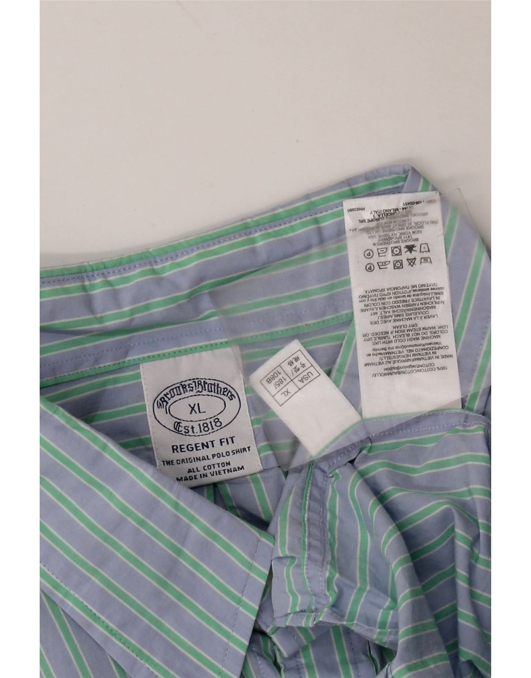 BROOKS BROTHERS Mens Regent Fit Shirt XL Blue Pinstripe Cotton