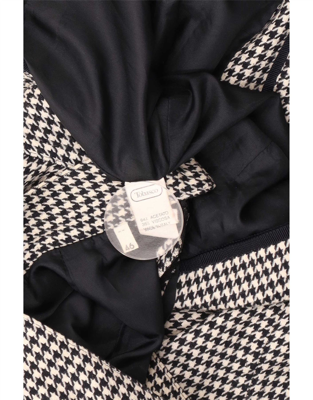 Vintage Womens 5 Button 2 Piece Skirt Set IT 46 Large W28 Black Houndstooth