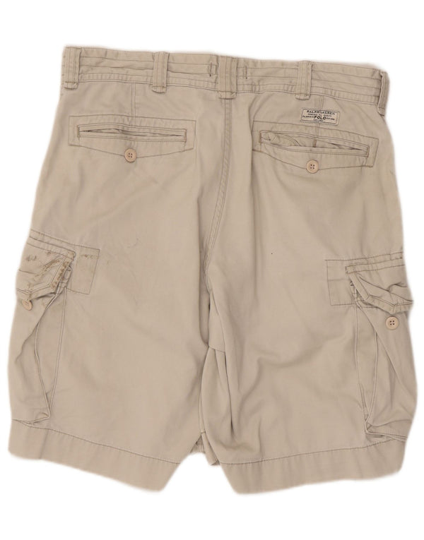 Polo Ralph Lauren Mens Cargo Shorts W34 Large Off White Cotton