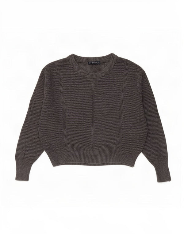 Zara Womens Oversized Boat Neck Jumper Sweater UK 10 Small Grey Viscose