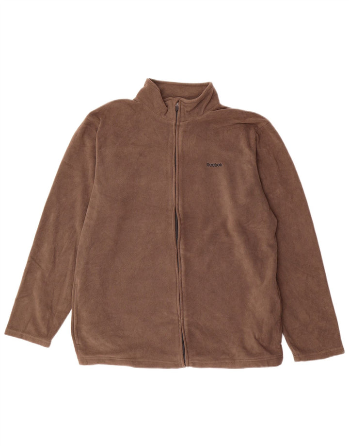 REEBOK Mens Fleece Jacket UK 42 XL Brown Polyester
