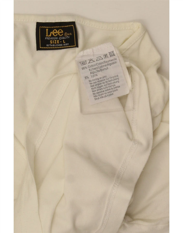Lee Womens Crop Top Long Sleeve UK 14 Large White Cotton