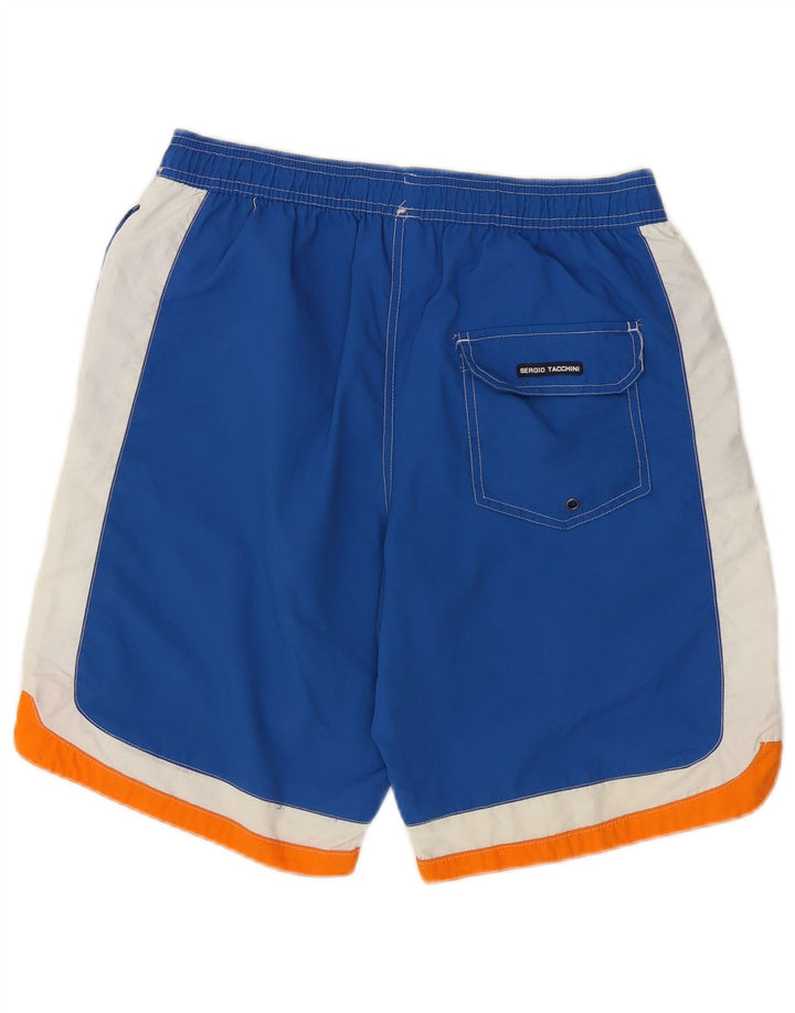 Sergio Tacchini Mens Swimming Shorts Medium Blue Colourblock Polyamide