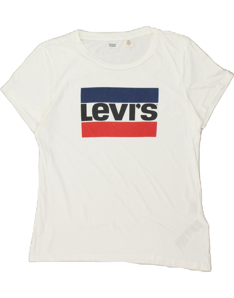 LEVI'S Womens Graphic T-Shirt Top UK 16 Large White | Vintage Levi's | Thrift | Second-Hand Levi's | Used Clothing | Messina Hembry 