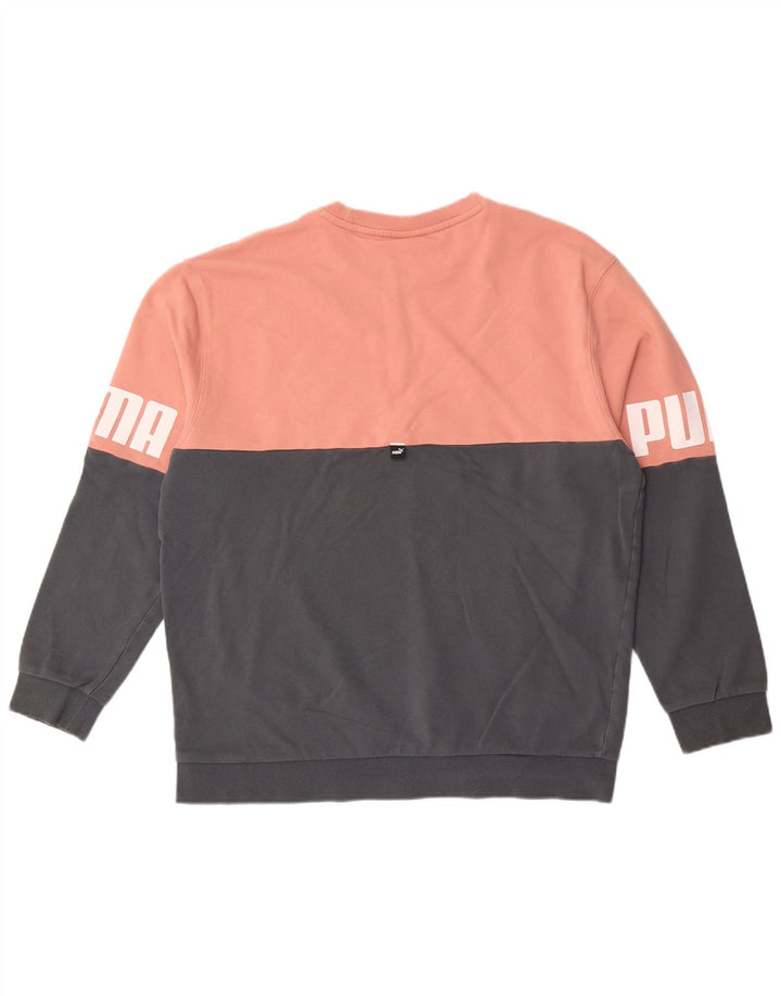 Puma Womens Graphic Sweatshirt Jumper UK 16 Large Pink Colourblock