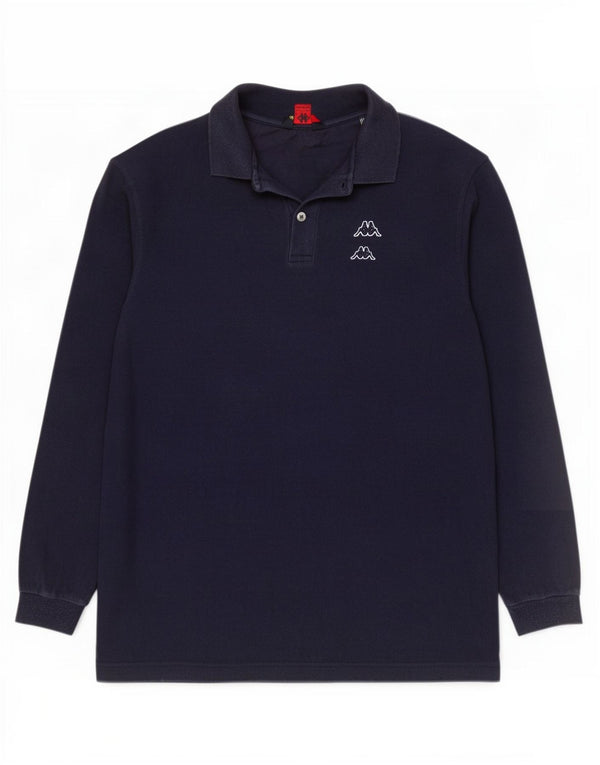 Kappa Mens Long Sleeve Polo Shirt 2XL Navy Blue Cotton