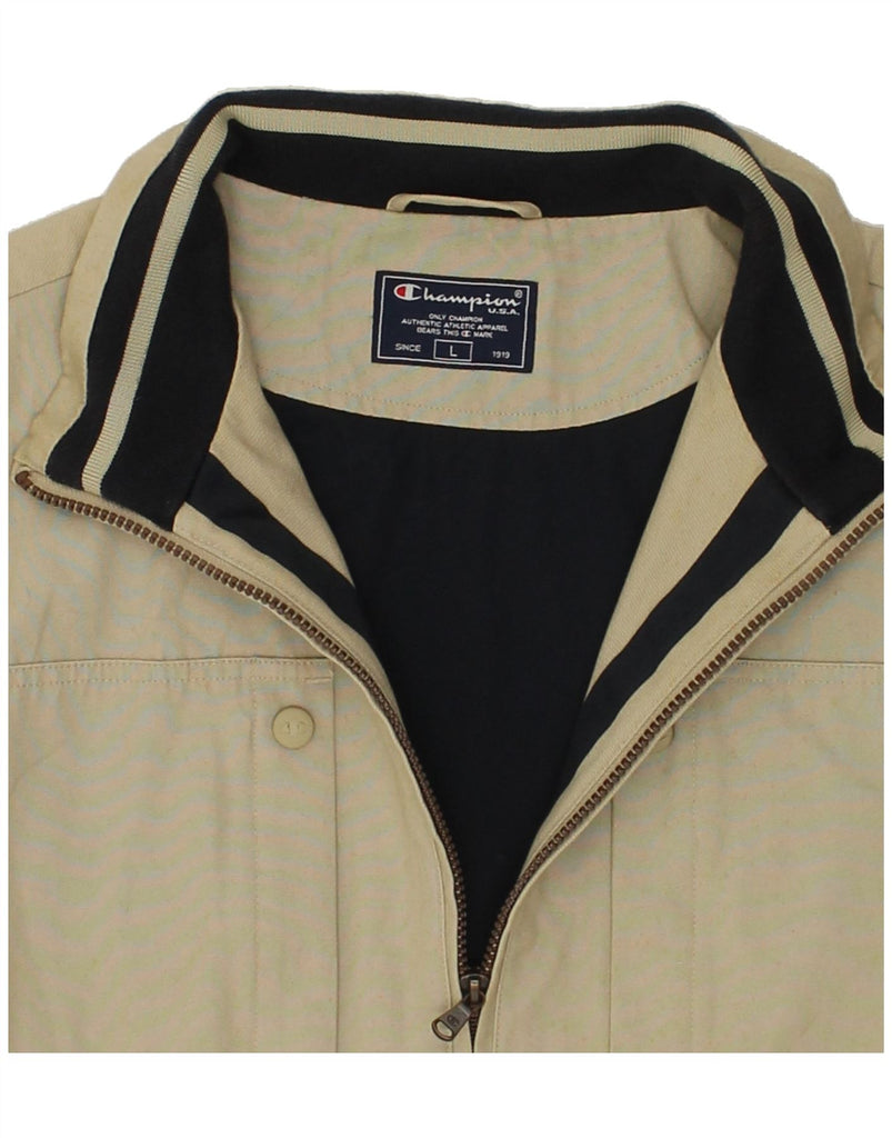 CHAMPION Mens Bomber Jacket UK 40 Large Beige Cotton | Vintage Champion | Thrift | Second-Hand Champion | Used Clothing | Messina Hembry 