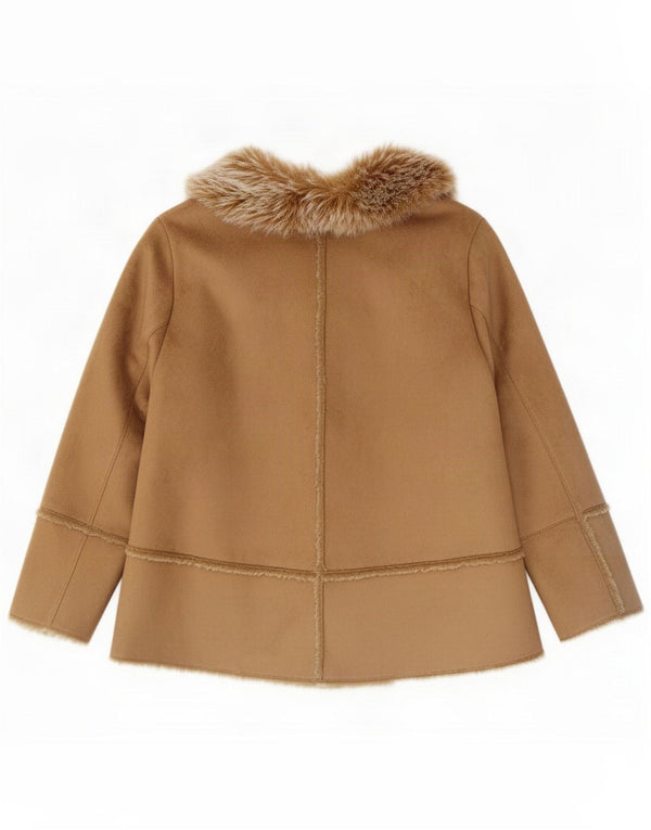 Essence Womens Open Sherpa Jacket UK 22 3XL Brown Polyester