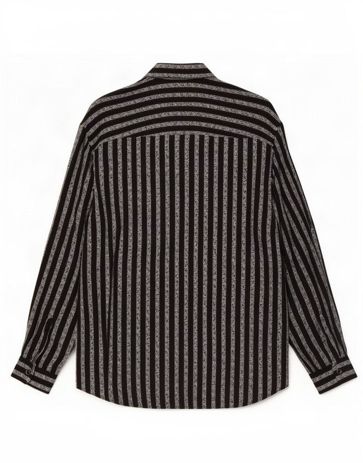 Vintage Mens Shirt Large Black Striped Cotton