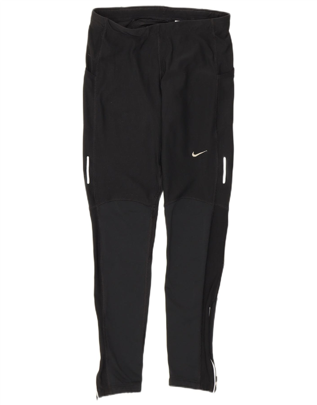 Nike Womens Dri Fit Leggings UK 12 Medium Black Colourblock Polyester
