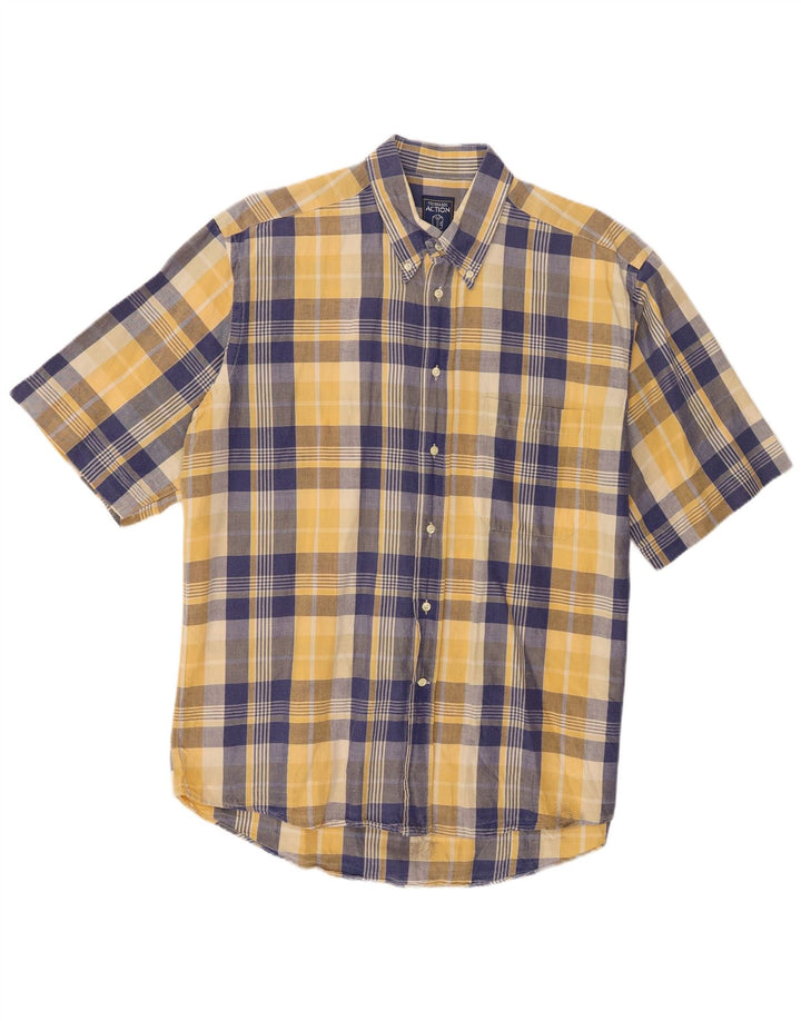 Trussardi Mens Short Sleeve Shirt Large Blue Check
