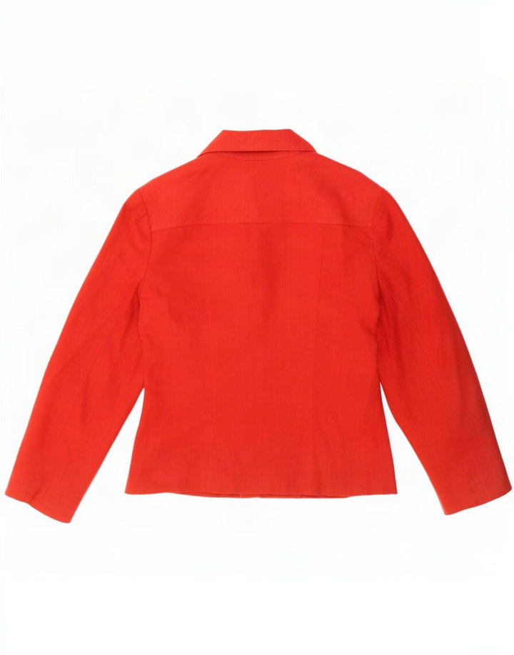 Nienhouse & Lotz Womens 3 Button Blazer Jacket UK 14 Large Red Linen