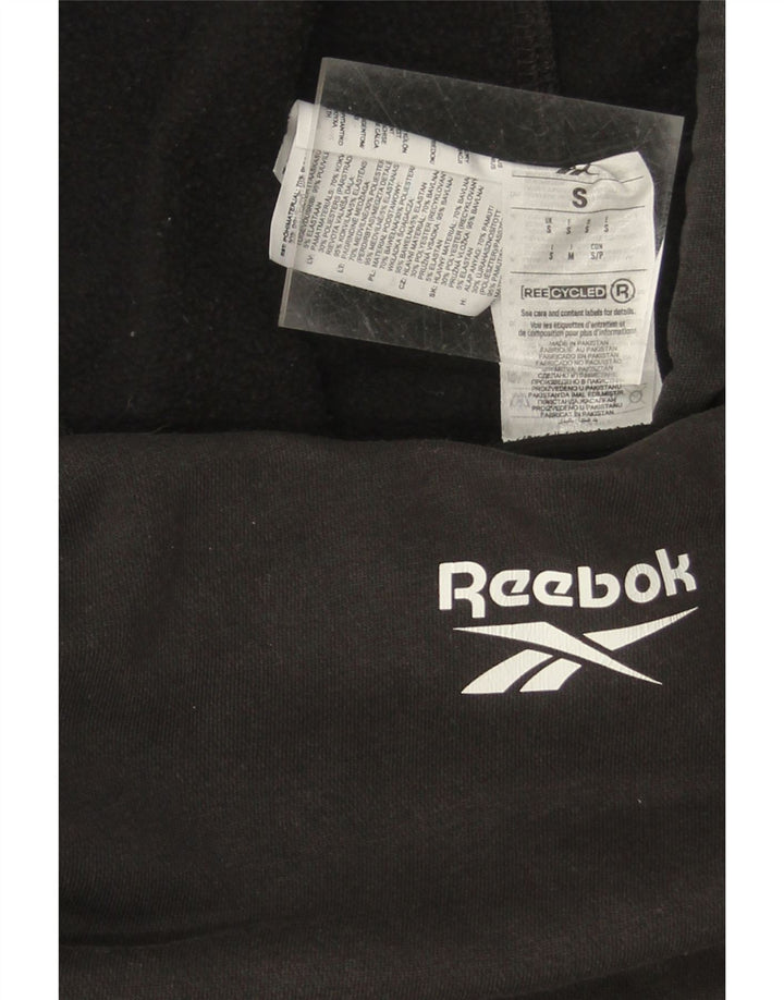 REEBOK Mens Graphic Hoodie Jumper Small Black Cotton Vintage Reebok and Second-Hand Reebok from Messina Hembry 