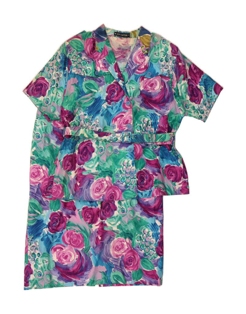 ELVI COUTURE Womens 2 Piece Skirt Set IT 50 XL W42  Multicoloured Floral Vintage Elvi Couture and Second-Hand Elvi Couture from Messina Hembry 