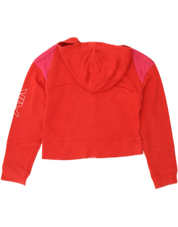 Nike Girls Air Graphic Crop Zip Hoodie Sweater 12-13 Years Large Red Cotton