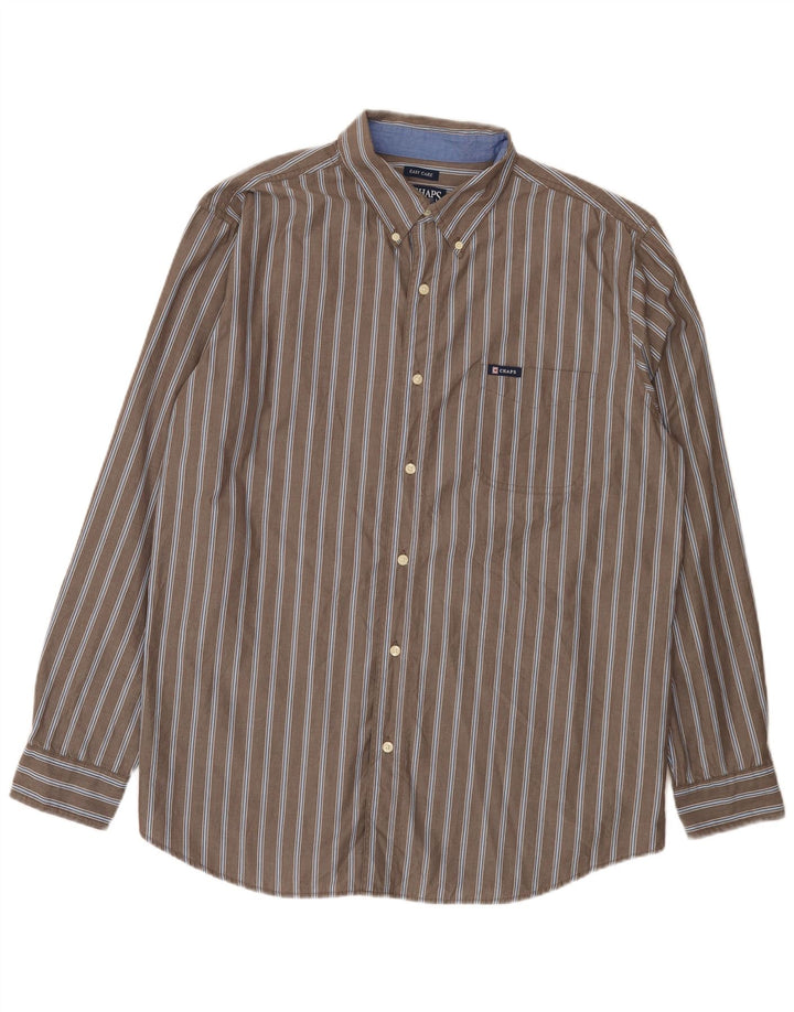 Chaps Mens Easy Care Shirt XL Grey Pinstripe Cotton