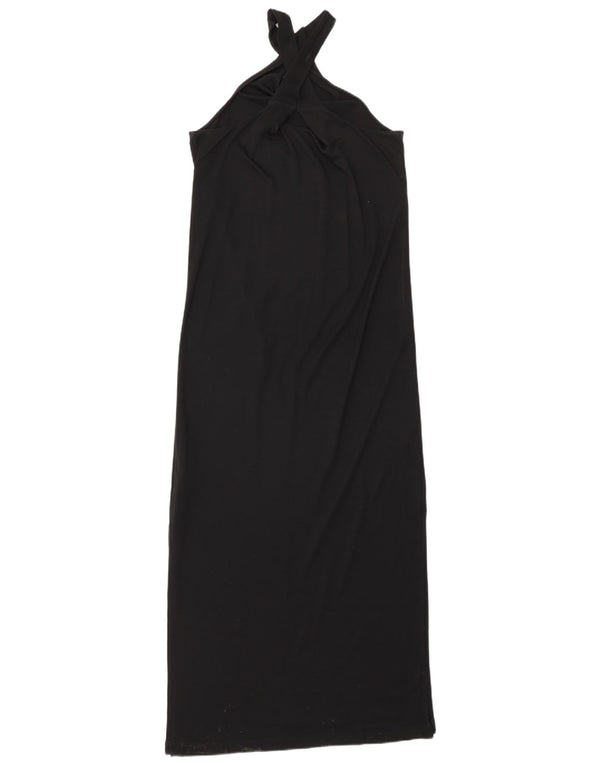 Massimo Dutti Womens Sleeveless Maxi Dress UK 10 Small Black Lyocell