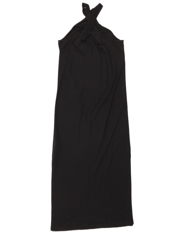 Massimo Dutti Womens Sleeveless Maxi Dress UK 10 Small Black Lyocell