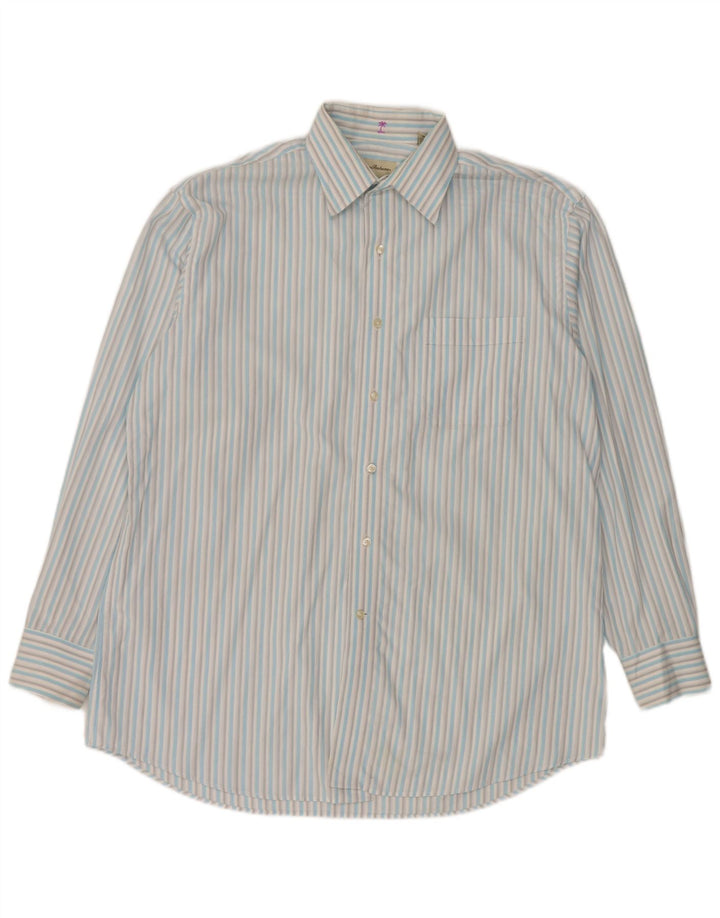 TOMMY BAHAMA Mens Shirt Size 16 Large Blue Pinstripe Cotton