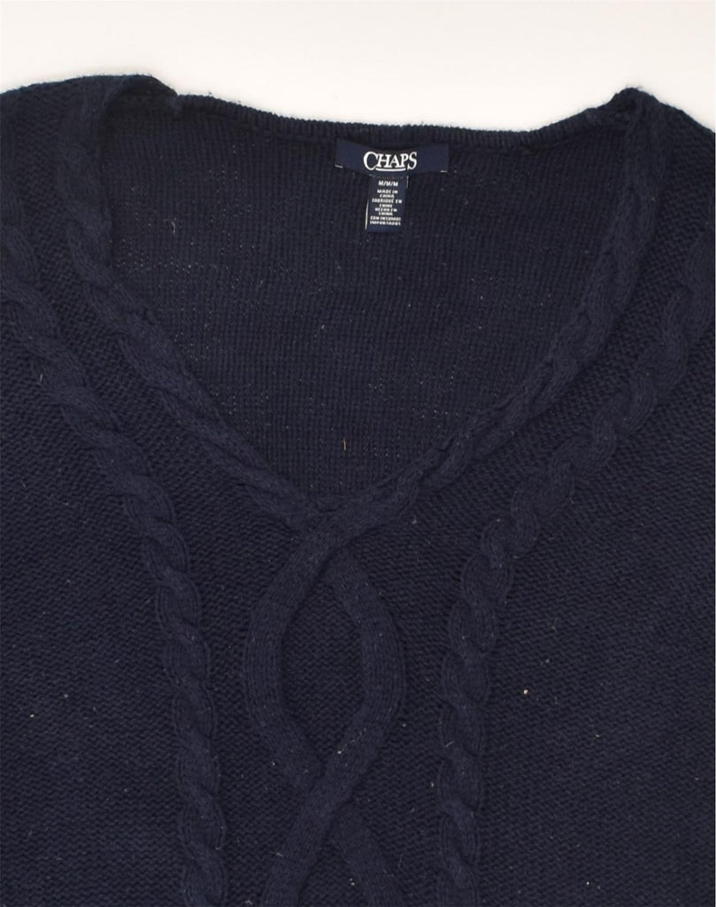 CHAPS Womens V-Neck Jumper Sweater UK 12 Medium Navy Blue | Vintage Chaps | Thrift | Second-Hand Chaps | Used Clothing | Messina Hembry 