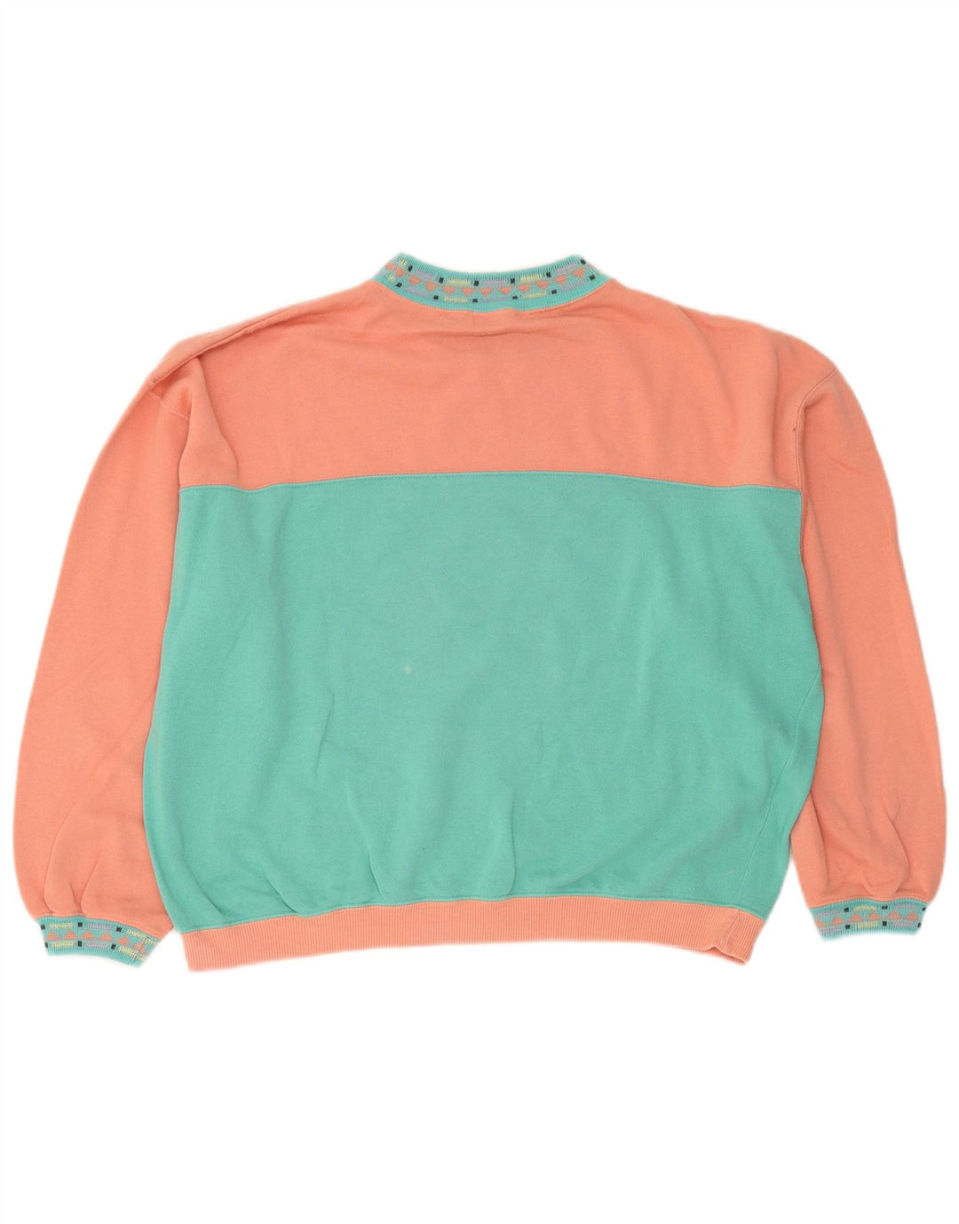 Playcrew Womens Graphic Sweatshirt Jumper UK 16 Large Blue Colourblock