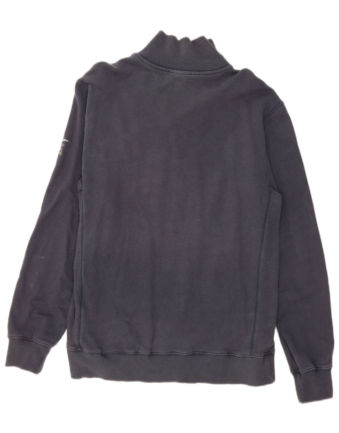Champion Mens Zip Neck Sweatshirt Jumper Large Navy Blue Cotton