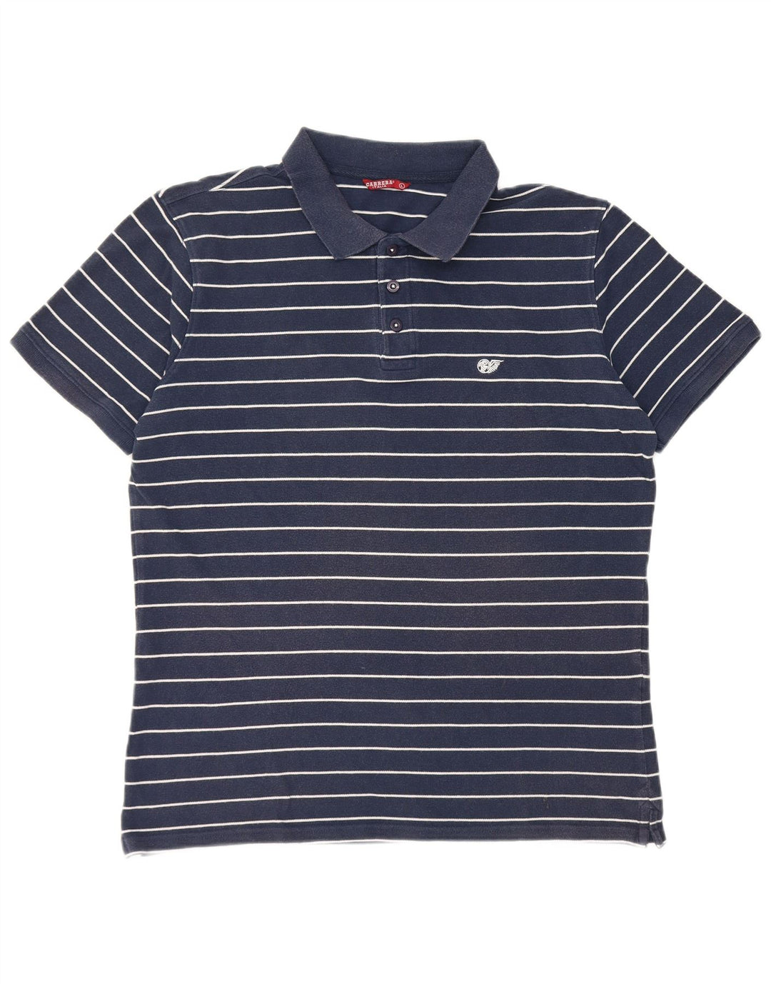 Carrera Mens Short Sleeve Polo Shirt Large Navy Blue Striped