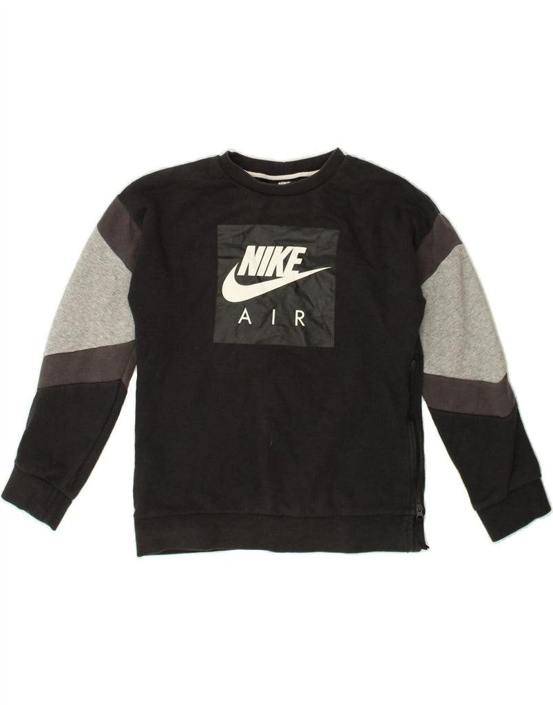 NIKE Boys Graphic Sweatshirt Jumper 12-13 Years Large Black Colourblock | Vintage Nike | Thrift | Second-Hand Nike | Used Clothing | Messina Hembry 